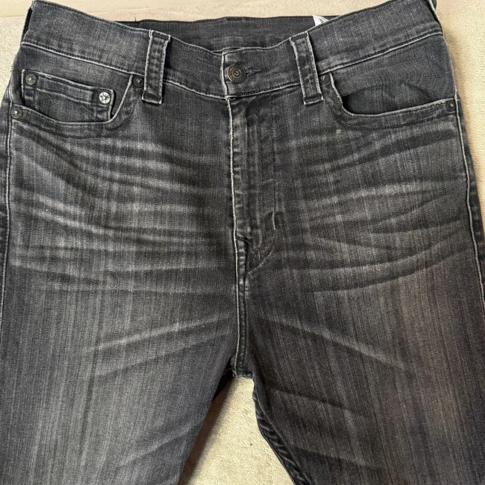 True Religion Relaxed Taper Jeans‎ Mens 30 Black Whiskered Distressed Streetwear
